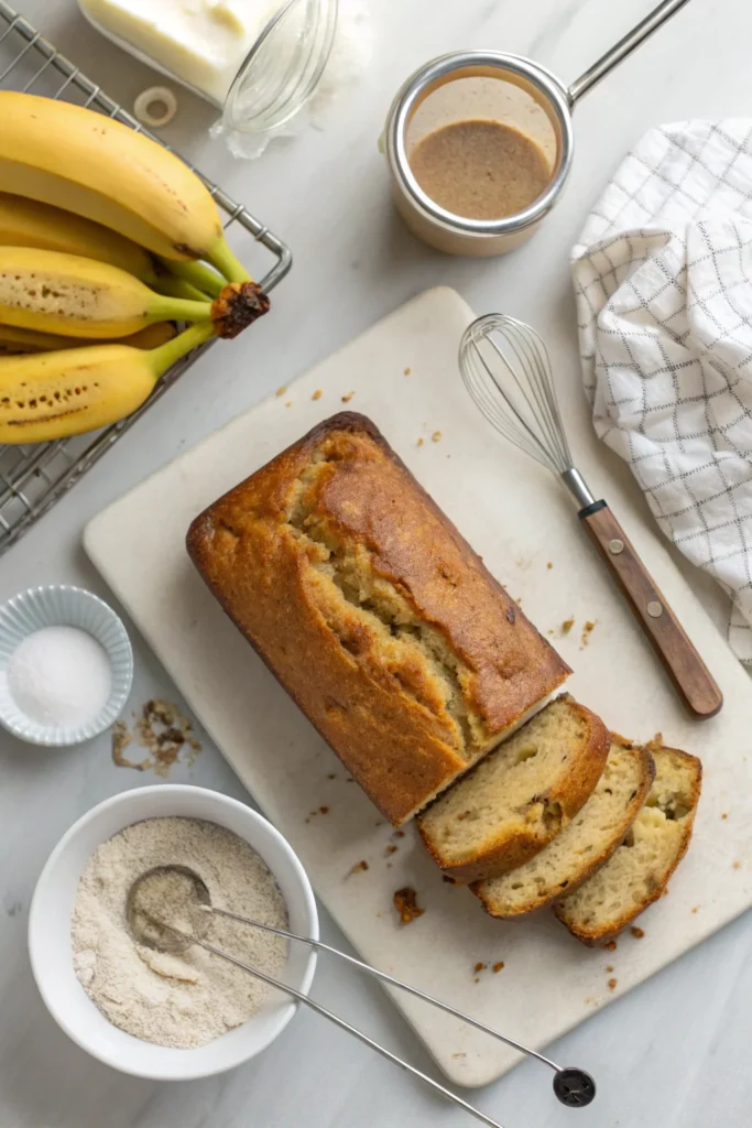 Spiced banana bread with applesauce