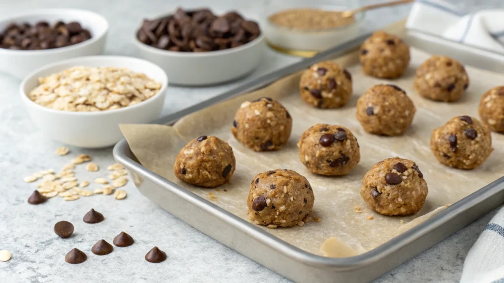 No-bake energy bites made with oat flour.