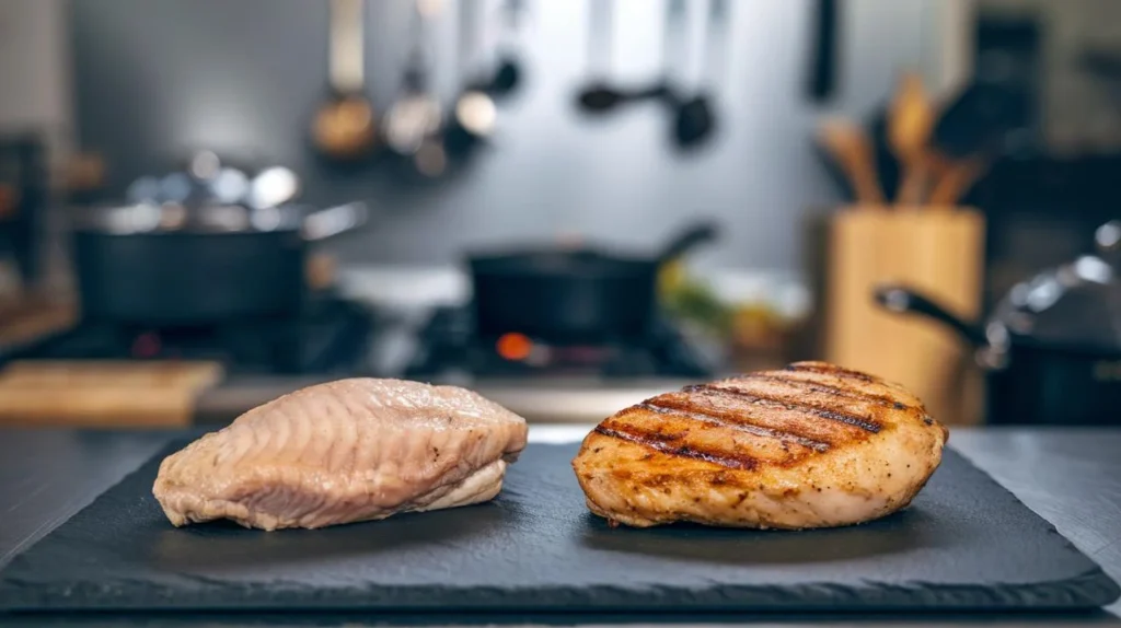 Overcooked vs. perfectly grilled chicken breast