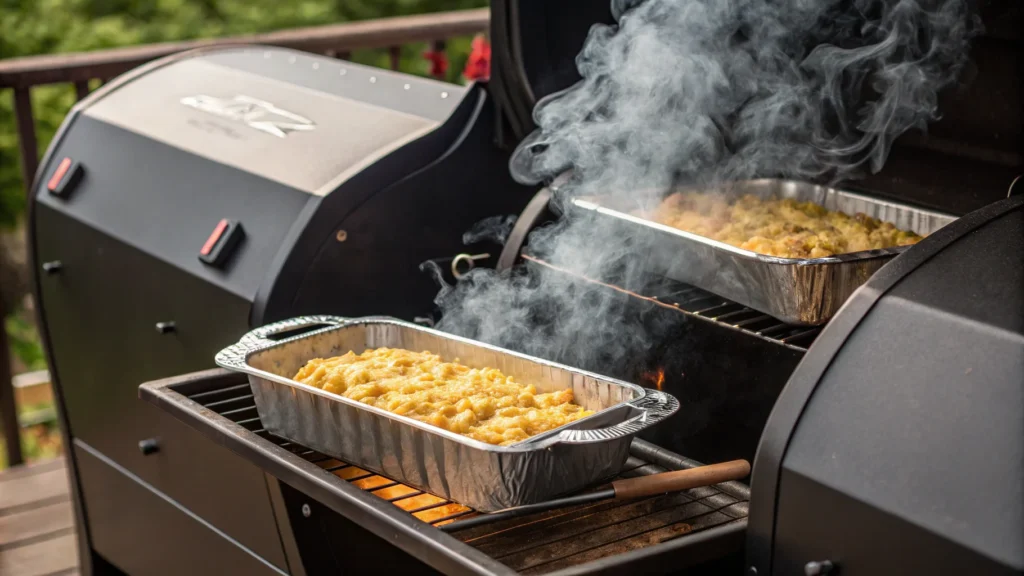 Smoking mac and cheese at 225 degrees.