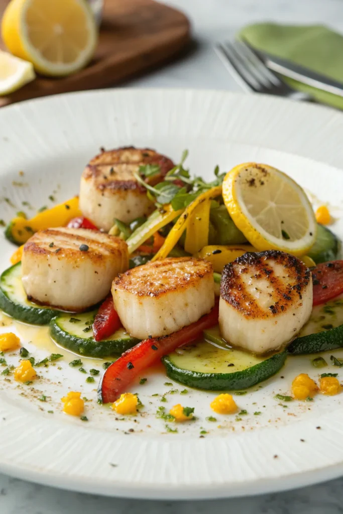 Seared Scallops with Grilled Vegetables