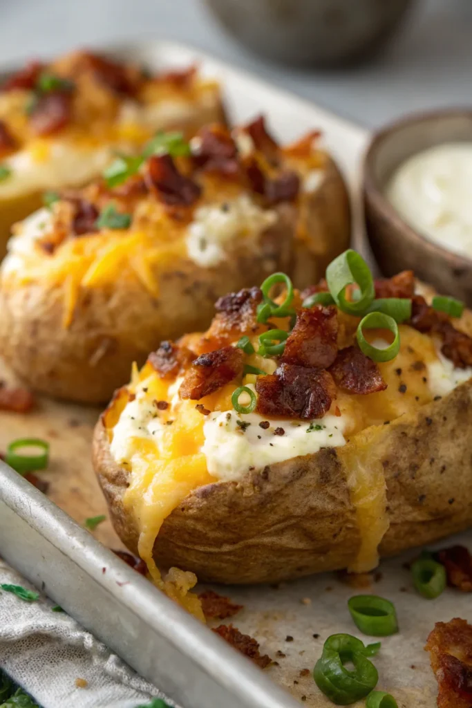 Twice-baked potatoes made from leftover baked potatoes