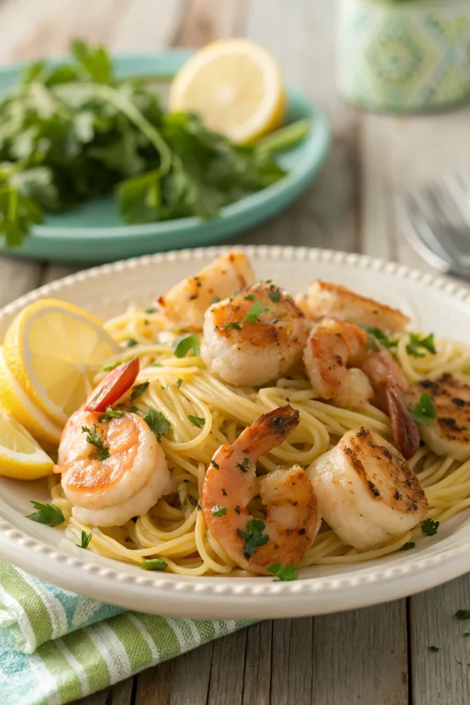 Shrimp and Scallop Pasta with Lemon Butter Sauce