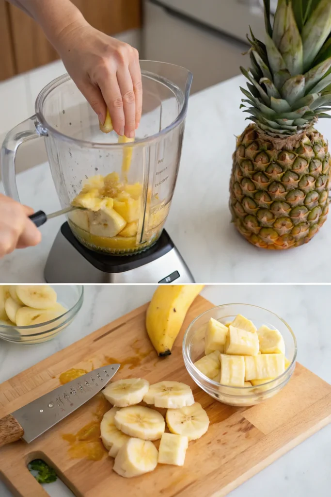 Making Pineapple Banana Smoothie – Blending Process