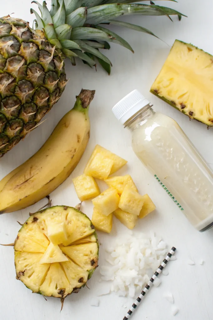 Pineapple and Banana Ingredients for Healthy Smoothie