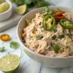 Creamy Mexican Chicken Salad with vegetables and jalapeños